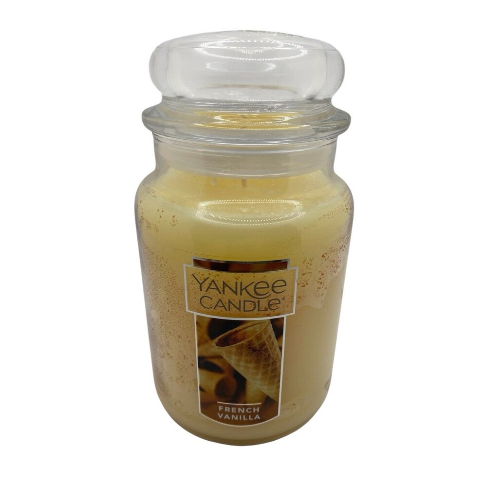 Yankee Candle FRENCH VANILLA Single Wick Large Glass Jar Candle 22oz USA NOS